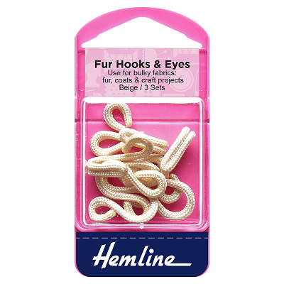 H402.BE Fur Hooks and Eyes: Beige - Size 3 